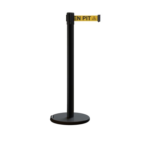 MONTOUR LINE Retractable Belt Rolling Stanchion, 2.5ft Black Post  7.5ft Open ME630-BK-BEWARYB-75